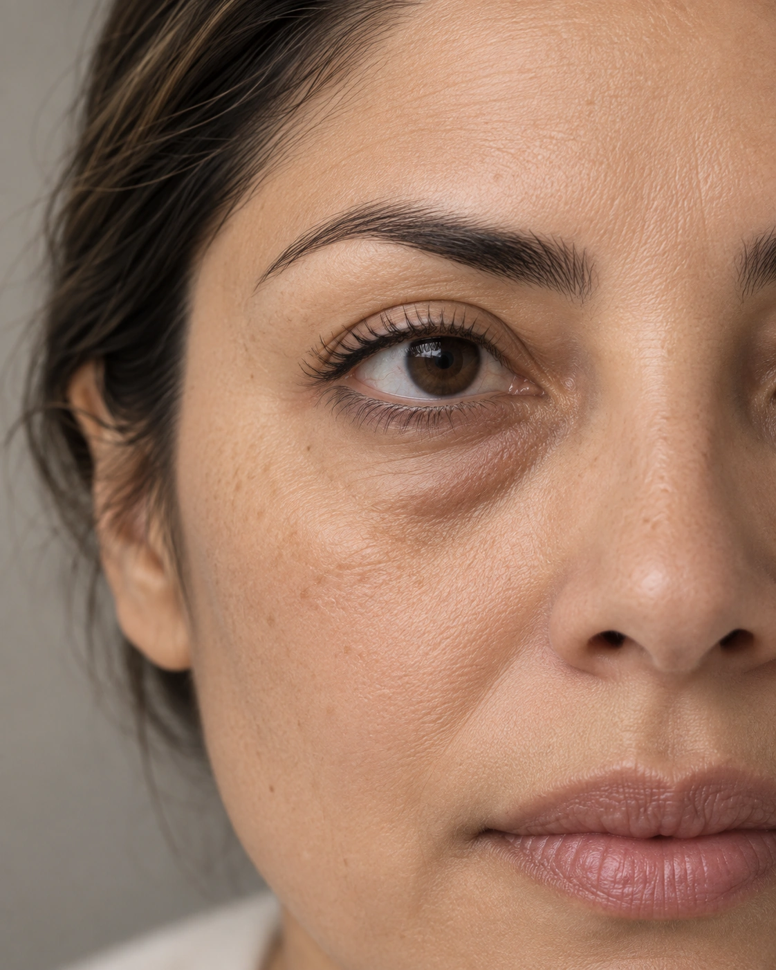 Región inferior de los ojos con bolsas para valoración